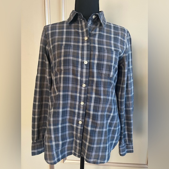 Converse One Star Blue Plaid Button Down Shirt Grunge Streetwear Flannel Medium - Picture 2 of 6